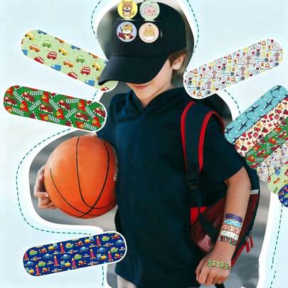 700片/300片/70片彩色可爱创可贴，弹性止血胶带，防水透气胶带，伤口保护辅助用品（恐龙、飞机、海洋动物、动物世界等多种图案 - 多种款式）