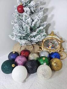 4 Stücke/Box 8cm Glas Glitzer Weihnachtsbaum Ornament Kugeln