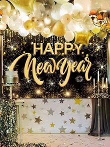 1件2026新年快乐背景布，气球、新年烟花和香槟图案背景布，150*100厘米涤纶背景布，新年除夕庆祝用品，新年派对装饰，新年拍照道具，新年装饰品，节日派对用品 - 彩色 - 查看 8