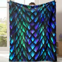 1pc Luxurious Dragon Scale Texture Flannel Throw Blanket - Cozy, Soft, Lightweight | Vibrant Multicolor Design For Sofa, Bed, Travel, Camping | All-Season Comfort, Perfect Gift Option, Allseason Blanket|Contemporary Blanket|Cozy Throw - Nhiều màu - Xem 2