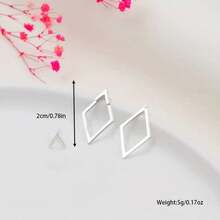 Geometric Triangle Earrings, Minimalist Jewelry, 18k Gold Plated, 925 Silver - Bạc - Xem 3