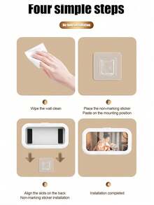 1PC 360 ° Rotating Waterproof Shower Phone Holder, Extendable, Adjustable Angle, Shower Room, Shower, Shower Phone Case, Bathroom Wall Anti Fog High-Sensitivity Cover Installation Box, Mirror, Bathtub, Kitchen, Waterproof Bathroom Touch Screen, Phone Bathroom Decoration For Summer Return To School Bathroom Storage Rack&Corner Rack