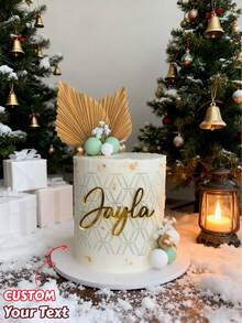 1pc Customizable Acrylic Cake Topper, Personalized Text, Suitable For Christmas Cake Decoration/Birthday Cake Decoration, Ideal For Home Bakers/Party Planners/Gift Givers, Perfect For Christmas 2025/Birthdays - Multicolor - View 2