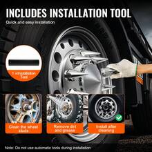 Front Axle Wheel Covers, Spiked Axle Cover For Semi Truck, ABS Electroplate Rust-Resistant Lug Nut Covers, Universal Fit, Installation Tool Included, Complete Axle Cover Combo Kit - 13.90x4.25 inch - 查看 5