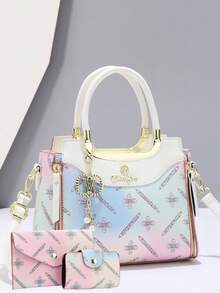 新款时尚高端印花母女包三件套女士手提包 - 彩色 - 查看 8