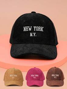 1 件女式 ANGELES 灯芯绒棒球帽，可调节户外防晒休闲帽，适合春秋季旅行和海滩，男女通用 Y2K 风格太阳帽，适合年轻人