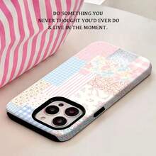 Pink Floral Shabby Chic Quilt Element-Design Phone Case, Suitable For IPhone Models 17,16, 15, 14 Pro Max, 13, 12, 11, XR, XS Plus Phone Cases, Made Of TPU Silicone Material, Providing Shock - 白色LB111 - 查看 1