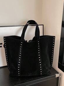 1 Stück vintage modische Umhängetasche mit einem Schulterriemen für Frauen, großes Fassungsvermögen mit Nieten-Dekor, geeignet für Party, Bankett, täglichen Gebrauch, kann Handy, Spiegel, Schlüssel, Lippenstift, Geldbörse aufnehmen, ideal als Weihnachts-, Muttertags- oder Geburtstagsgeschenk