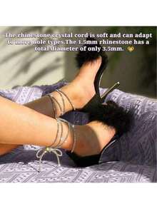 2pcs Shoelaces With Embellishments, Fashion Glitter Sneakers And Flat Shoes Summer Party - Silver - View 10