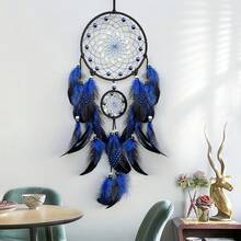1pc Handmade Glow-In-The-Dark Dream Catcher, Luminous Wall Decor, Creative Fluorescent Bead Home Decoration, Christmas Ornament, Artificial Feather Hanging Accessory - Multicolor - View 16