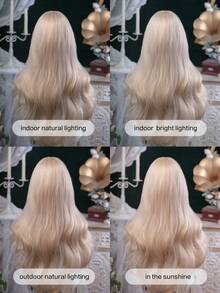 alicegarden Tóc giả ren trán 4 * 1, Tóc giả ren trán xoăn, Tóc giả dài xoăn màu vàng óng, rẽ ngôi giữa, dài 30 feet, Tóc giả tự nhiên và chân thực để sử dụng hàng ngày. - Vàng - Xem 4