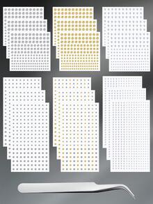 CIZME 165/495 件时尚不锈钢仿钻石贴纸，适合女士日常装饰，假唇钉带镊子假鼻环钉眉钉，唇环鼻环非穿孔鼻环贴金银肚脐贴，脸部贴纸音乐节酷朋克 Y2K 化妆贴