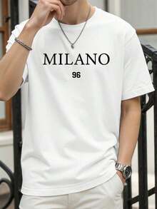 Big And Tall Men Plus Size MenManfinity Homme Men Short Sleeve Casual T-Shirt With Letter Graphic Print, For Friends - White - View 5