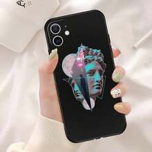 Funda de teléfono de silicona negra con arte de la estatua de David de Medusa de Michelangelo, compatible con iPhone 15 Pro Max, 14, 13, 12, 11, 15 Pro Max Mini, 7, 8 Plus, X, XR, SE, y también con Galaxy S17, S17 Pro y S17 Pro Max - b10 - Ver 2