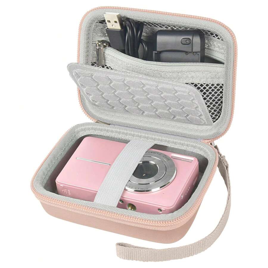 Funda para cámara digital compatible con CAMKORY/Pixpro/VAHOIALD/DSCW800 830/PowerShot 180 190 - Solo la caja (sin cámara) - Albaricoque - Ver 1