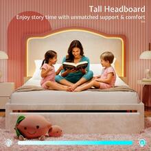 Twin/Full/Queen Bed Frame With LED Light And Storage Drawer, Upholstered Design With Adjustable Headboard, Easy Assembly, Noise-Free, No Box Spring Needed - Cream - View 8