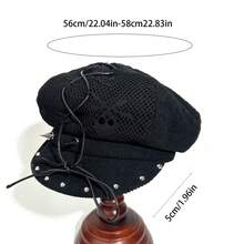 Women  Rivet Berets Artist Beanie Cap Painter Beret For Travel, Shopping, Party - màu đen - Xem 5