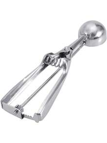 DeTODO cuchara para helado 6 cm diámetro acero inoxidable nieve, utensilio robusto y ergonómico para servir helados, postres y nieve, material de alta calidad fácil de limpiar y resistente al uso intensivo, recomendado en cocinas, restaurantes y eventos, diseño clásico y duradero. - Plateado - Ver 3