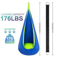 Hanging Chair Swing Hammock ,1 Count Colorful Swing Chair With Inflatable Cushion, Outdoor Camping Hanging Chair For Indoor Swing Hammock Hanging - 藍色 - 查看 2