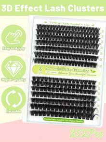 252 件 D 卷 SZY 睫毛套装 浓密睫毛 纤细单根假睫毛 带睫毛胶和密封睫毛卸妆器 睫毛镊子（60D+100D-10-18 毫米 - 套装）自然睫毛簇 - 黑色 - 查看 7