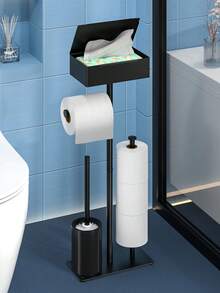 1pc Modern Freestanding Toilet Paper Holder - No-Drill Installation, Heavy-Duty Metal, Freestanding Bathroom Toilet Paper Dispenser With Over-The-Toilet Placement, Space-Saving Design For Small Bathrooms - Nordic Style Minimalist Design - Holds Toilet Roll, Toilet Paper Holder For Bathroom, Toilet Paper Storage, Bathroom Decor, Toilet Paper Holder Unique,