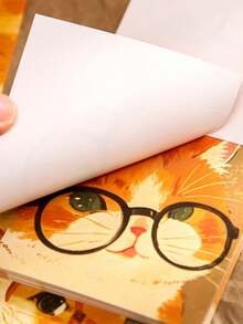 2 szt./zestaw notesów z rysunkowym kotem, urocze, estetyczne ilustracje, samoprzylepne karteczki dla uczniów, odpowiednie na powrót do szkoły, ukończenie szkoły, Boże Narodzenie, urodziny, Dzień Dziecka, prezenty dla dziewcząt, studentów, artykuły papiernicze, notatnik, pamiętnik, upominki na przyjęcia, organizacja biurka