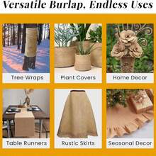 天然黄麻布卷，100%亚麻 – 纯色面料，按码裁剪（19.68x59英寸），适用于乡村婚礼装饰、桌旗、工艺品、室内装潢和DIY缝纫项目 – 耐用，可手洗，手工亚麻布 - 彩色 - 查看 3