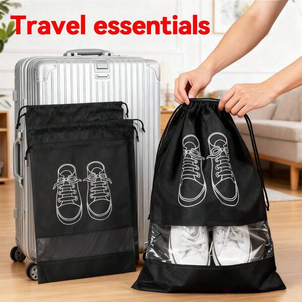 1/5/10pcs Shoes Storage Bag With Rope Non-Woven Fabric Shoe Bags For Travel Portable Waterproof Shoes Packing Bag Multifunctional Storage Bag Shoe Organizer For Men And Women Travel Supplies, Home Storage And Organization Supplies