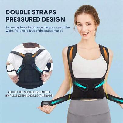 1pc Women Men Adjustable Back Support Sporty Belt Shoulder Brace Posture Corrector Gym Accessories