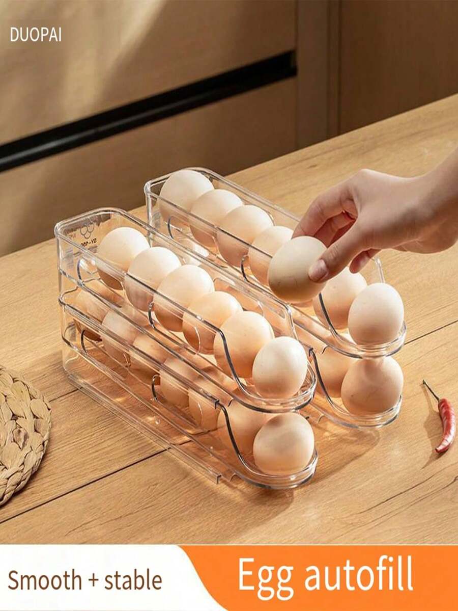 Khay đựng trứng xếp chồng nhiều mảnh, giá đựng trứng lăn cho tủ lạnh, hộp đựng đồ trên cửa tủ lạnh nhà bếp - Nhiều màu - Xem 1