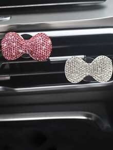 Car Air Outlet Decoration Full Of Diamonds, Shiny Bow Car Air Conditioning Decoration