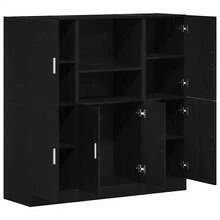 Juego de gabinetes de cocina Larryhot de 3 piezas, madera de ingeniería negra, adecuado para varias habitaciones (entrada, baño, oficina), estructura robusta, fácil de montar, ideal para almacenamiento y decoración. - Negro - Ver 4