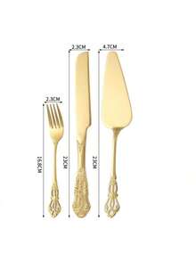2/3/4 Pieces Set Stainless Steel Cake Cutlery Set With Floral Handle, Professional Cake Cutting Tool, Wedding Gift - Multicolor - View 21