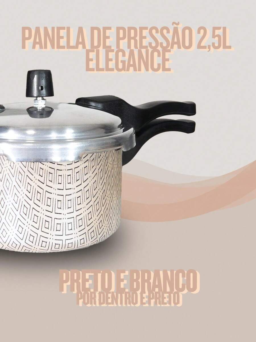 2.5 Liter Pressure Cooker External Closure Non-Stick Non-Stick Resistant Enhance Your Christmas - Blanco y Negro - Ver 1