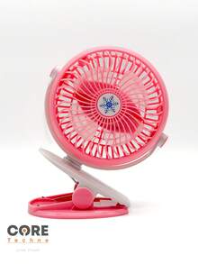 Mini Portable Rechargeable Fan 3 Speeds For Desk With Clip - Pink - View 5