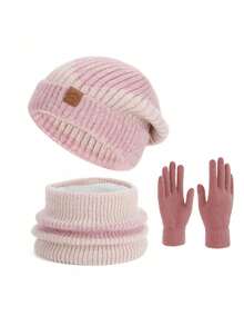 1/2/3pcs Unisex Warm Knit Hat & Scarf Set, Thermal Lined Beanie Hat, Suitable For Daily Wear, Cycling, Windproof, Cold Weather, Ice Skating, Skiing Valentines Gift - Multicolor - View 14