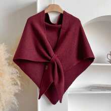 2025 New Pashmina Wraps For Women, Solid Color Scarf Casual Soft Comfortable Knitted Sweater Shawl Top For Daily Wear - 灰色 - 查看 7