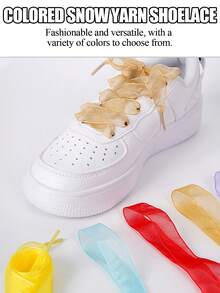 New Fashionable Versatile Sneakers With Tulle Lace Shoelaces, Transparent Lace Shoe Strings Ballerina Style Decor, Small White Shoes Decorative Cords