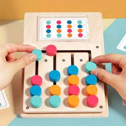 1pc Colorful Wooden - Transparent Board Early Learning Matching Game, Blue/Yellow/Red/Pink Puzzle, Ideal Christmas & Birthday Gift, Cognitive Development | Holiday Design | Soft Wood Material Great For Christmas, Thanksgiving Gifts