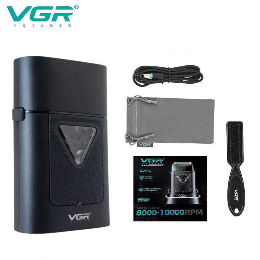 VGR Barber Shaver Professional Shaver 9000 RPM Trimmer Electric High Power Beard Shaver Reciprocating Charging Base Men's Shaver V-334
