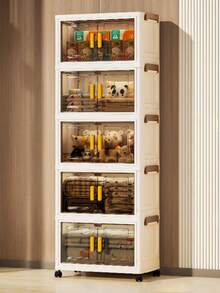 1 pieza Gabinete de almacenamiento de plástico de 38 cm/14.96 in de ancho, caja de almacenamiento plegable pequeña, gabinete para utensilios de cocina y comedor, estantería organizadora de cocina, gabinete para juguetes de la sala de estar, organizador de espacio estrecho, gabinete de almacenamiento delgado de cocina, regalo del Día de San Valentín, caja de almacenamiento, almacenamiento debajo de la cama - Té transparente - Ver 1