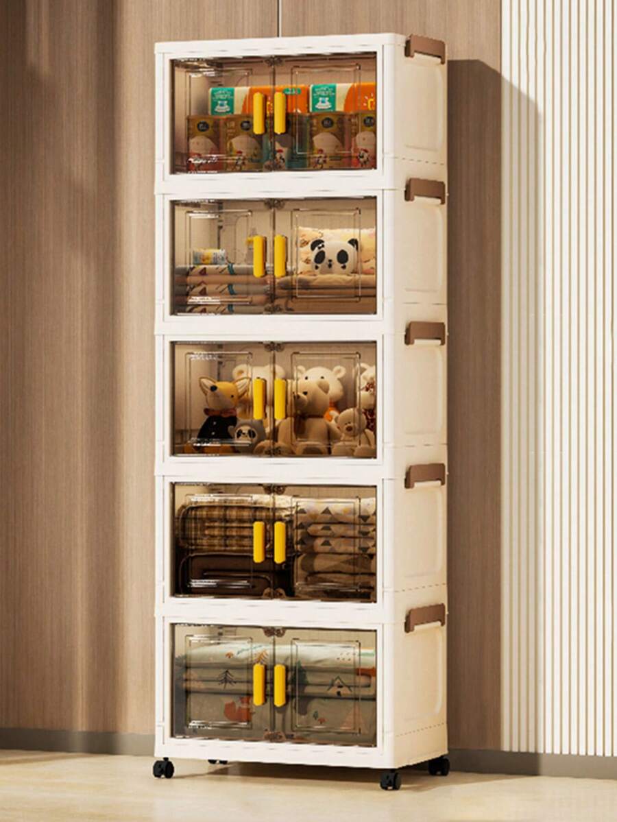 1 pieza Gabinete de almacenamiento de plástico de 38 cm/14.96 in de ancho, caja de almacenamiento plegable pequeña, gabinete para utensilios de cocina y comedor, estantería organizadora de cocina, gabinete para juguetes de la sala de estar, organizador de espacio estrecho, gabinete de almacenamiento delgado de cocina, regalo del Día de San Valentín, caja de almacenamiento, almacenamiento debajo de la cama - Té transparente - Ver 1