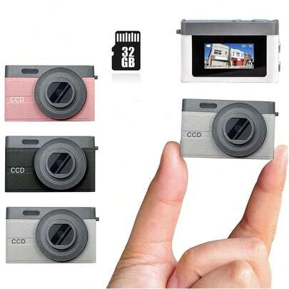 1080P Mini Keychain Camera - Tiny Thumb-Sized Digital Camera With 0.96" Screen, 16X Zoom, Retro 90s Style, 32GB Included - Perfect Birthday Christmas Gift For Teenagers & Adult