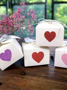 120个自粘泡沫心形贴纸，闪光和哑光两种表面处理，适用于情人节、婚礼DIY工艺品、装饰和贺卡 - 彩色 - 查看 3