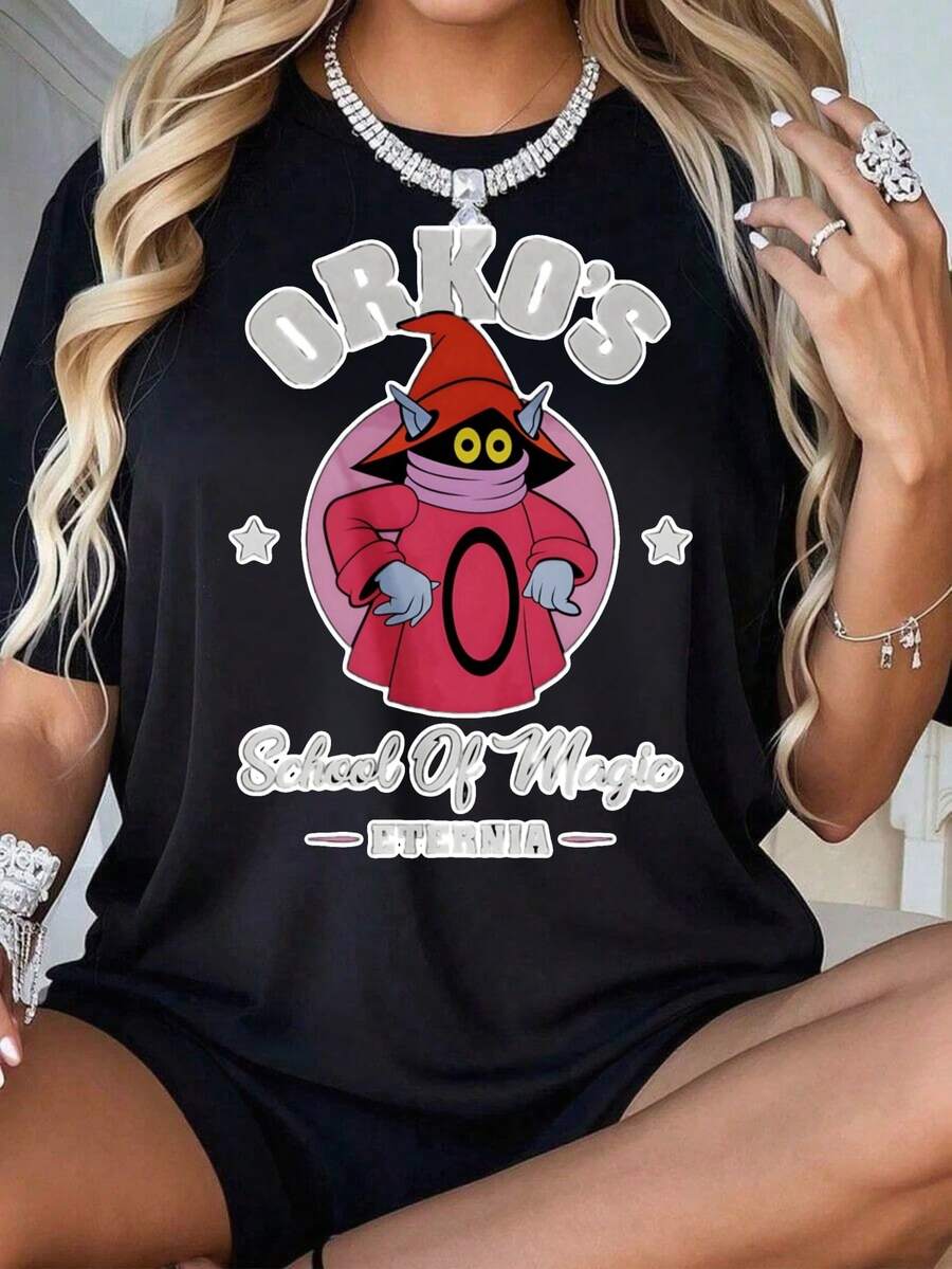 Orko's School Of Magic T-Shirt Unisex Graphic Tee With Cartoon Wizard Design For Fans Of Eternia Themed Apparel - 黑色-28 - 查看 1