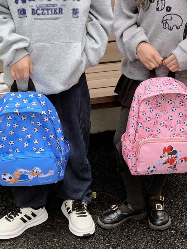 Disney 1 pieza Mochila de moda Disney, bolso de estilo callejero, bolso accesorio de dibujos animados multicolor con cierre de cremallera, adecuado para fiestas, compras, reuniones, regalo de vacaciones