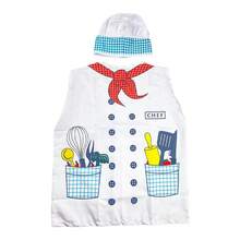 儿童厨师服装套装，包含帽子和围裙 - 适合男孩女孩玩耍，可用于厨房玩具、烹饪和烘焙角色扮演，是幼儿的理想选择，非常适合万圣节、圣诞节、生日派对、学校表演，也是送给3-8岁儿童的礼物。 - 彩色 - 查看 3