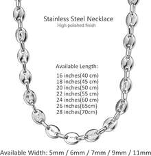 HIJONES Stainless Steel Coffee Beans Chain Necklace Bracelet Men Women Minimalist Chunky Hop Jewelry - 銀色 7 毫米 - 查看 8