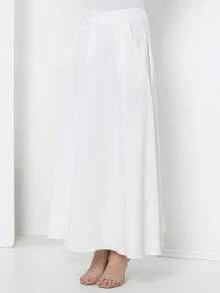 Tailored Skirt With Belt Loops (Without Belt) Code: 3010 - White - View 4