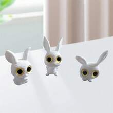 3PCS Rabbit Figurines Set Realistic Animal Statues Perfect For Home Decor Garden Display - White - View 2